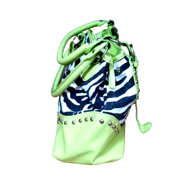 Hananel Bright chartreuse Blingy satchel - Picture 4 of 10